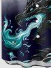Chemise à poches boutonnées grande taille pour homme, imprimé dragon ombré. - Blanc XL