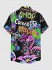 Spider Web Butterfly Swan Letter Flower Print Hawaii Button Pocket Shirt For Men - Pourpre  6XL