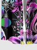 Spider Web Butterfly Swan Letter Flower Print Hawaii Button Pocket Shirt For Men - Pourpre  6XL