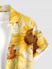 Plus Size Sunflower Print Hawaii Button Pocket Shirt For Men - Jaune 5XL