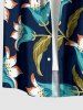 Chemise hawaïenne à imprimé floral, feuilles et branches, grande taille, avec poche boutonnée, pour hommes - Cadetblue S