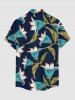 Chemise hawaïenne à imprimé floral, feuilles et branches, grande taille, avec poche boutonnée, pour hommes - Cadetblue 4XL