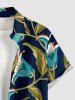 Chemise hawaïenne à imprimé floral, feuilles et branches, grande taille, avec poche boutonnée, pour hommes - Cadetblue 4XL