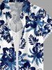 Women's Coconut Tree Hibiscus Flower Print Hawaii Shirt - Bleu 2XL