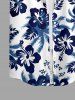 Women's Coconut Tree Hibiscus Flower Print Hawaii Shirt - Bleu 2XL