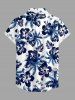 Women's Coconut Tree Hibiscus Flower Print Hawaii Shirt - Bleu 2XL
