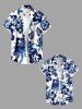 Women's Coconut Tree Hibiscus Flower Print Hawaii Shirt - Bleu 2XL