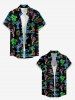 Women's Coconut Tree Flamingo Juice Print Hawaii Shirt - Noir S