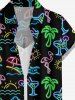 Women's Coconut Tree Flamingo Juice Print Hawaii Shirt - Noir 2XL