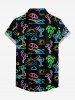 Women's Coconut Tree Flamingo Juice Print Hawaii Shirt - Noir 2XL