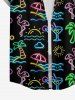 Women's Coconut Tree Flamingo Juice Print Hawaii Shirt - Noir 2XL