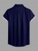 Women Coconut Tree Ombre Print Buttons Pocket Hawaii Shirt - Bleu profond XL