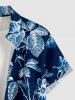Flowers Leaf Print Buttons Pocket Hawaii Shirt For Men - Bleu profond L