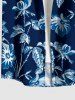 Flowers Leaf Print Buttons Pocket Hawaii Shirt For Men -  