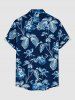 Flowers Leaf Print Buttons Pocket Hawaii Shirt For Men -  