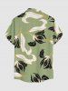 Flower Leaf Print Buttons Pocket Hawaii Shirt For Men - Vert clair L