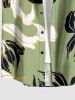 Flower Leaf Print Buttons Pocket Hawaii Shirt For Men - Vert clair L