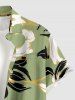 Flower Leaf Print Buttons Pocket Hawaii Shirt For Men - Vert clair L