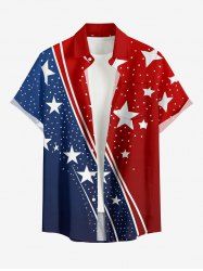 Patriotic American Flag Print Button Pocket Shirt For Men -  