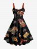 Dinosaur Flower Print Matching Hawaii Beach Outfit For Couples - Noir 