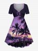 Coconut Tree Seascape Ombre Sky Print Matching Hawaii Beach Outfit For Couples -  