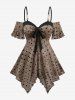 Polka Dot Flocking Tie Dye Top and Layered Solid Handkerchief A Line Skirt Outfit -  