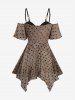 Polka Dot Flocking Tie Dye Top and Layered Solid Handkerchief A Line Skirt Outfit -  