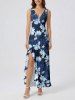 Flower Leaf Branch Print Matching Hawaii Beach Outfit For Couples - Bleu profond 