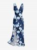 Flower Leaf Branch Print Matching Hawaii Beach Outfit For Couples - Bleu profond 