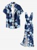 Flower Leaf Branch Print Matching Hawaii Beach Outfit For Couples - Bleu profond 