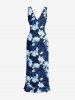 Flower Leaf Branch Print Matching Hawaii Beach Outfit For Couples - Bleu profond 