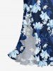 Flower Leaf Branch Print Matching Hawaii Beach Outfit For Couples - Bleu profond 