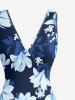 Flower Leaf Branch Print Matching Hawaii Beach Outfit For Couples - Bleu profond 