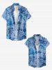 Chemise hawaïenne pour femme à imprimé floral et feuilles tropicales - Bleu XS