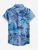 Women's Tropical Leaf Flower Print Hawaii Shirt - Bleu M