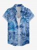 Women's Tropical Leaf Flower Print Hawaii Shirt - Bleu 2XL