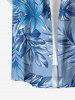 Men's Plus Size Tropical Leaf Flower Print Hawaii Button Pocket Shirt - Bleu L