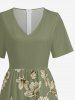 Combinaison hawaïenne à imprimé floral et jambes larges - Vert clair L