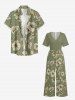 Combinaison hawaïenne à imprimé floral et jambes larges - Vert clair L