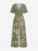 Combinaison hawaïenne à imprimé floral et jambes larges - Vert clair L