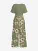 Combinaison hawaïenne à imprimé floral et jambes larges - Vert clair L