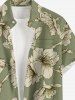 Chemise hawaïenne à imprimé floral grande taille et poches boutonnées pour hommes - Vert clair S