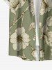Chemise hawaïenne à imprimé floral grande taille et poches boutonnées pour hommes - Vert clair S