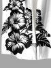 Plus Size Hibiscus Flowers Leaf Print Buttons Pocket Hawaii Shirt For Men -  