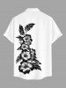 Plus Size Hibiscus Flowers Leaf Print Buttons Pocket Hawaii Shirt For Men - Blanc 4XL