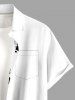Plus Size Hibiscus Flowers Leaf Print Buttons Pocket Hawaii Shirt For Men - Blanc 4XL