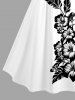 Plus Size Hibiscus Flowers Leaf Print Ruched Lattice Crisscross Straps Hawaii Dress -  
