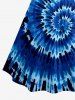 Spiral Tie Dye Print Hawaii Ruched Crisscross Strappy A Line Cami Dress - Bleu S