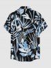 Chemise à poches boutonnées hawaïennes grande taille pour homme, imprimée de feuilles tropicales, de fleurs et de libellules. - Noir S