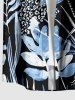 Chemise à poches boutonnées hawaïennes grande taille pour homme, imprimée de feuilles tropicales, de fleurs et de libellules. - Noir 6XL